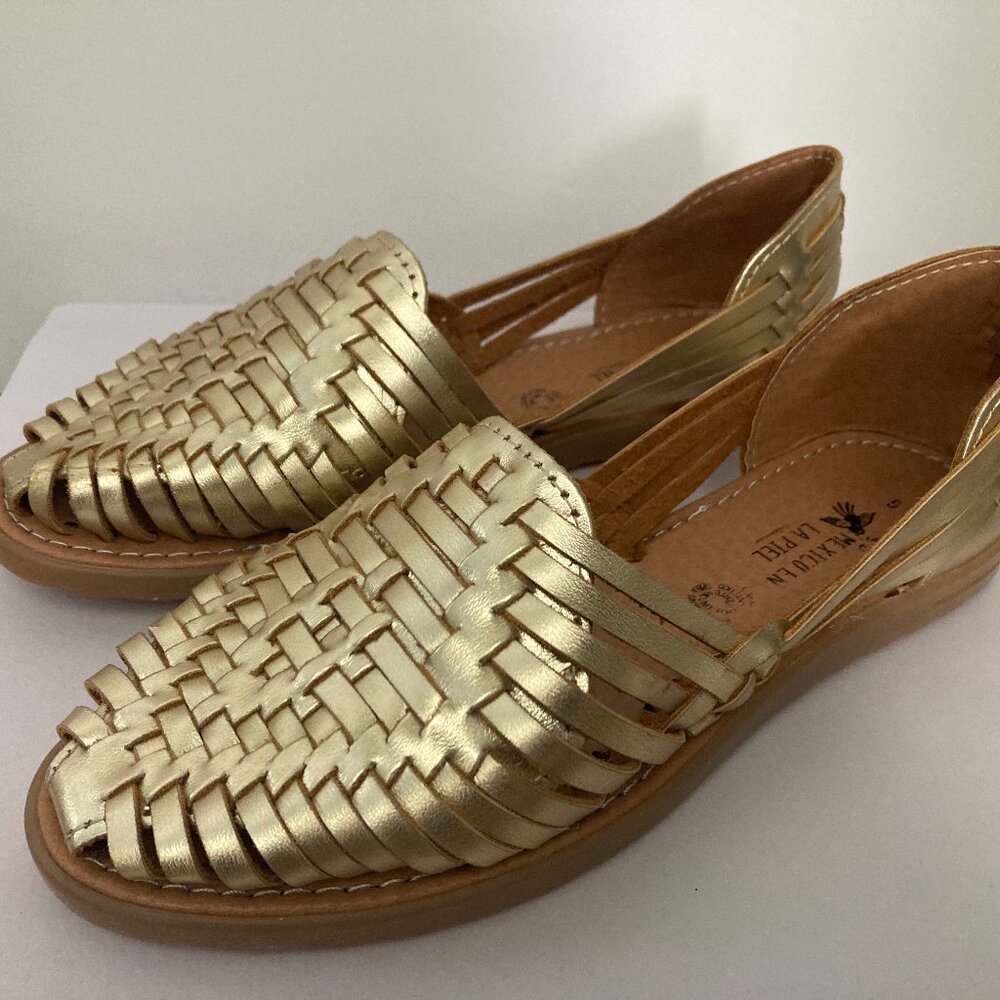 Handmade Huarache Gold Leather Shoes. Gold Leather Flats. Size 8 NEW